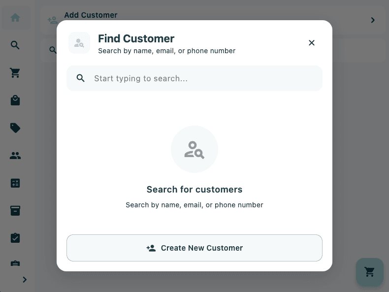 The Home screen Customer selector block, showing a customer attached to the active cart with a remove option
