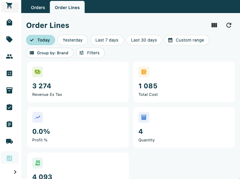 Order lines view