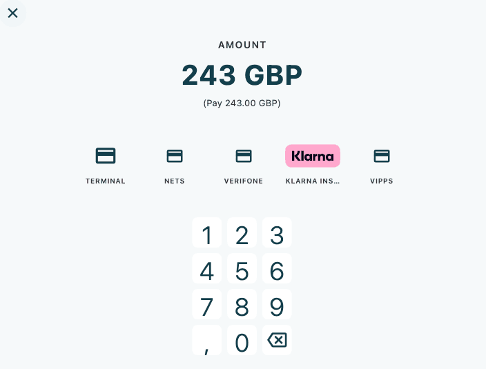 The payment method selection screen showing tiles for available payment methods with logos and names
