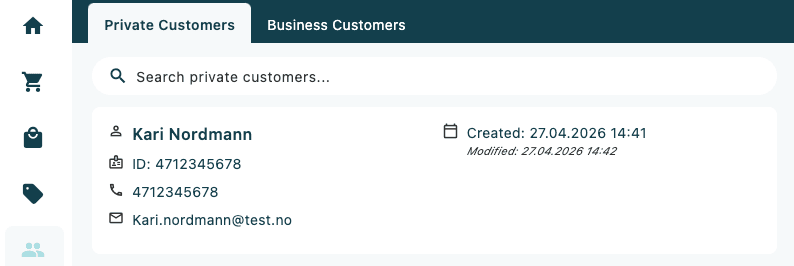 The customer list showing customer records with name, email, and other details