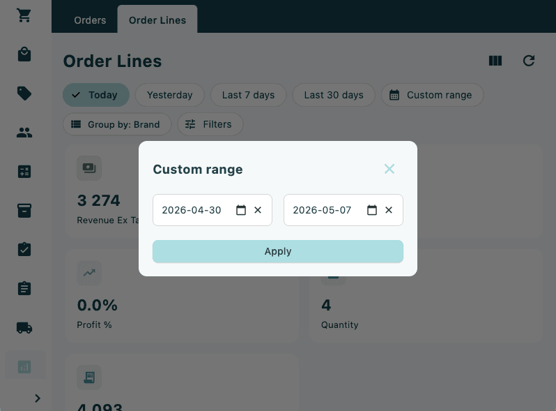 Setting a custom date range